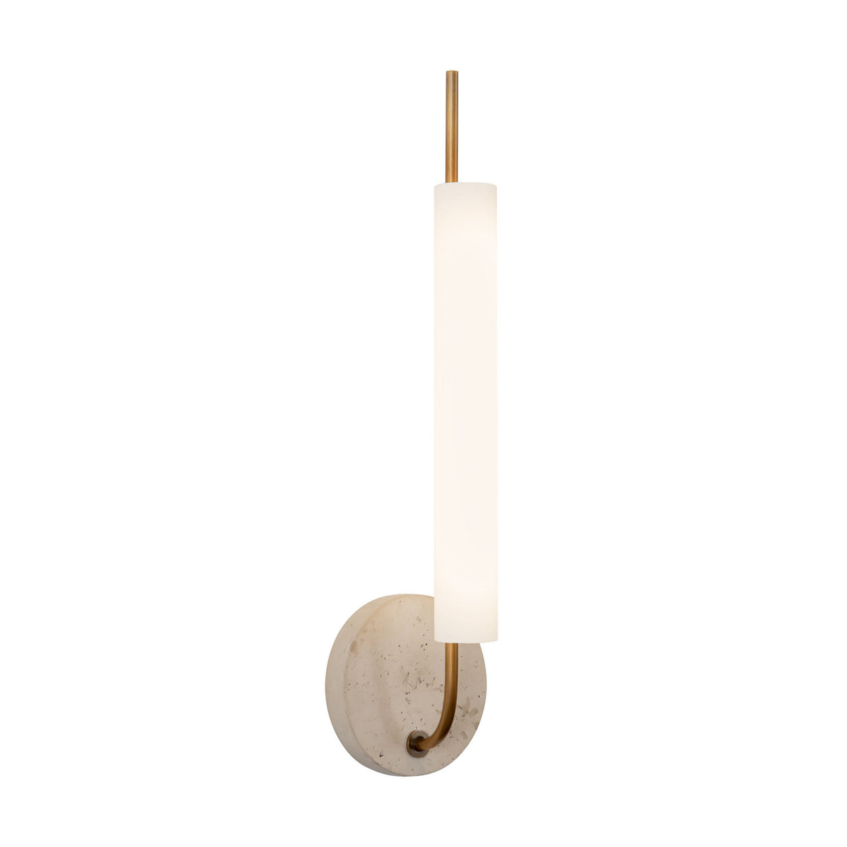 Videl LED Wall Sconce 20", Vintage Brass and Travertine
