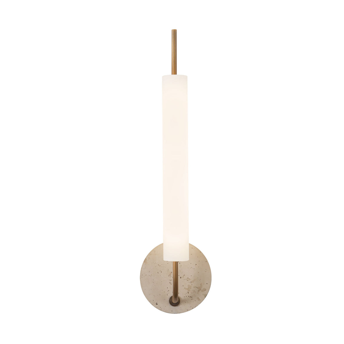 Videl LED Wall Sconce 20", Vintage Brass and Travertine