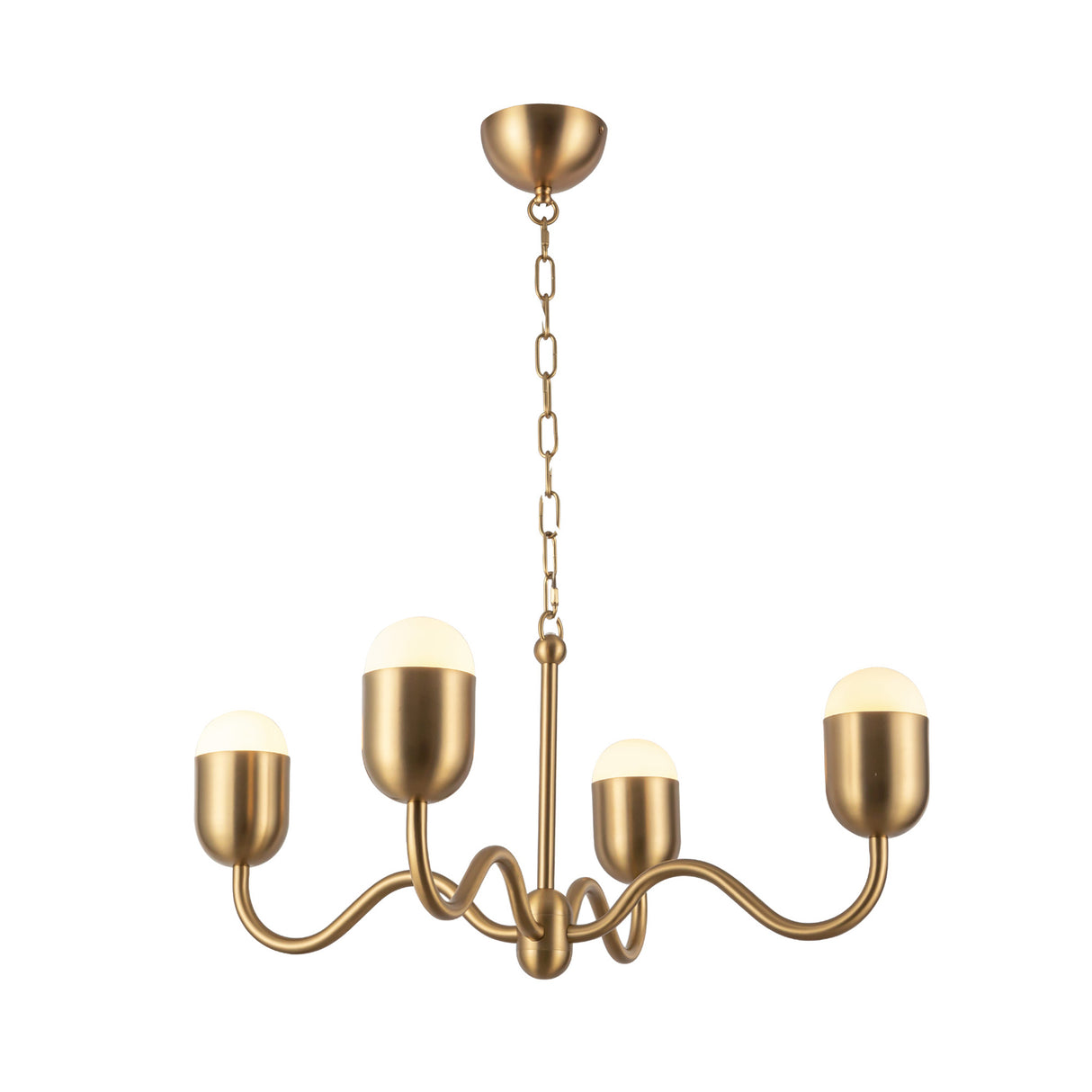Rubina 4 Light Chandelier 27", Brushed Brass