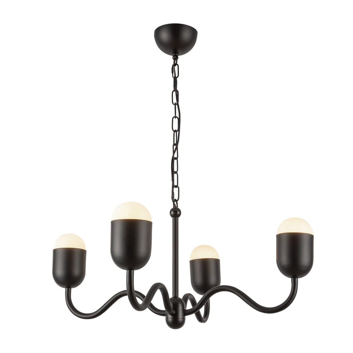 Rubina 4 Light Chandelier 27", Matte Black