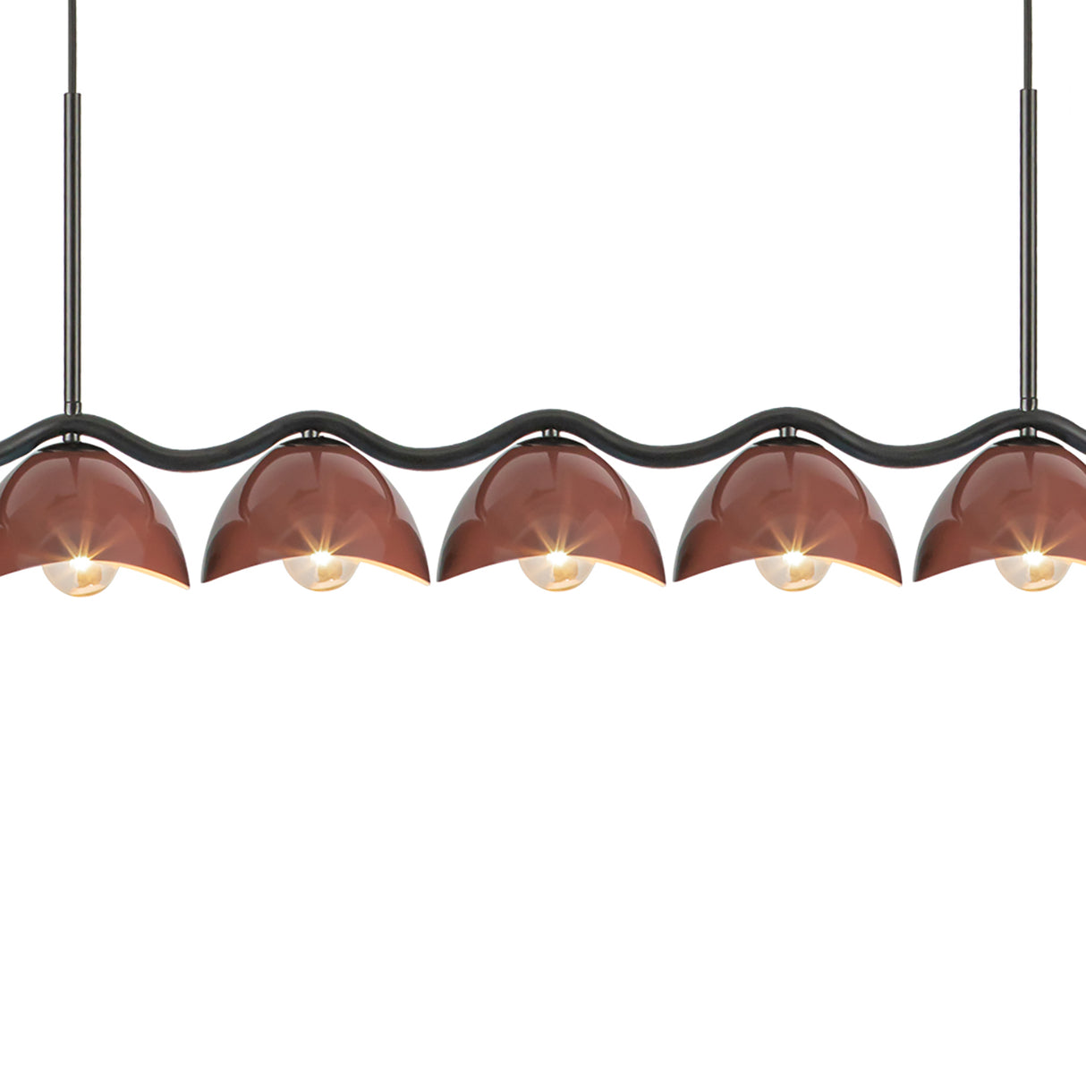Sadira 7 Light Linear Pendant 42", Maroon and Black