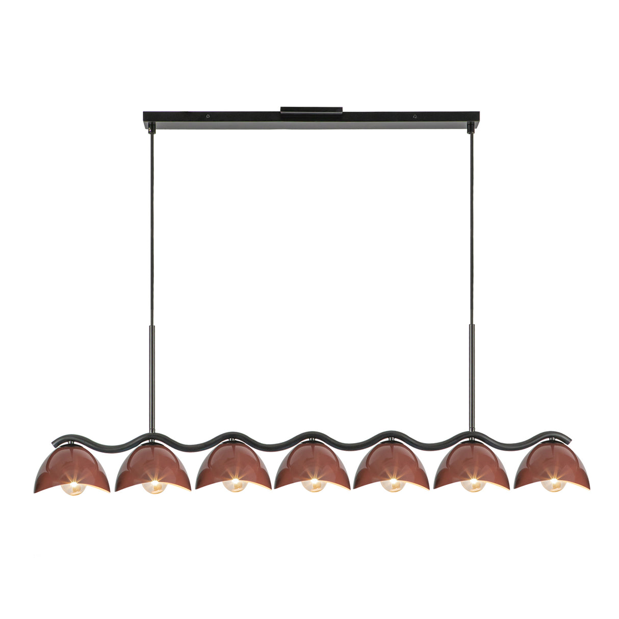Sadira 7 Light Linear Pendant 42", Maroon and Black
