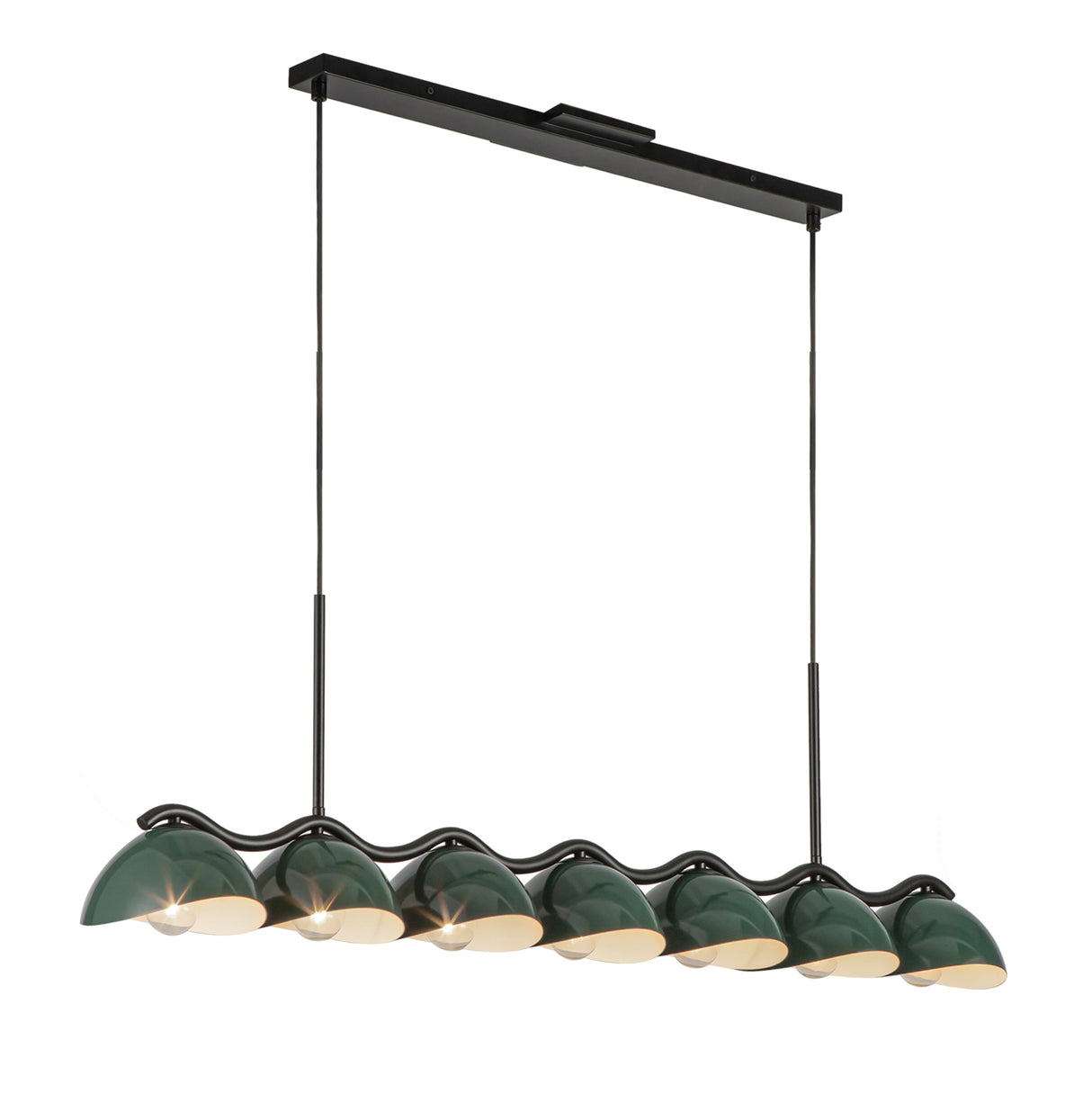 Sadira 7 Light Linear Pendant 42", Hunter Green and Black