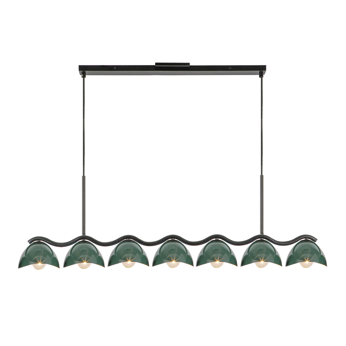 Sadira 7 Light Linear Pendant 42", Hunter Green and Black