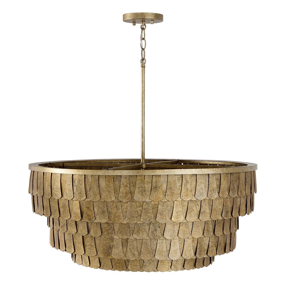 Barina Chandelier 29", Distressed Brushed Brass