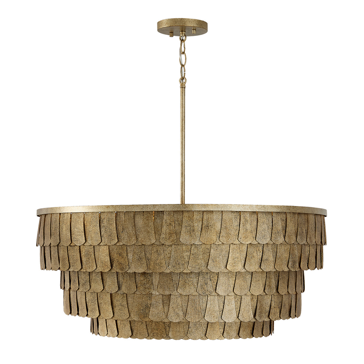 Barina Chandelier 29", Distressed Brushed Brass