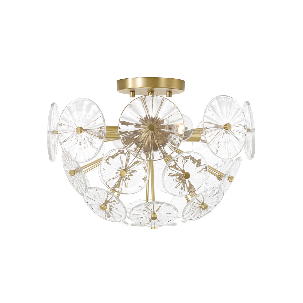 Blossom Semi-Flush Mount 16", Matte Brass and Clear Glass