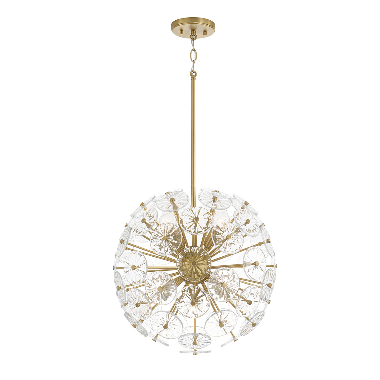 Blossom Medium Pendant 18", Matte Brass and Clear Glass