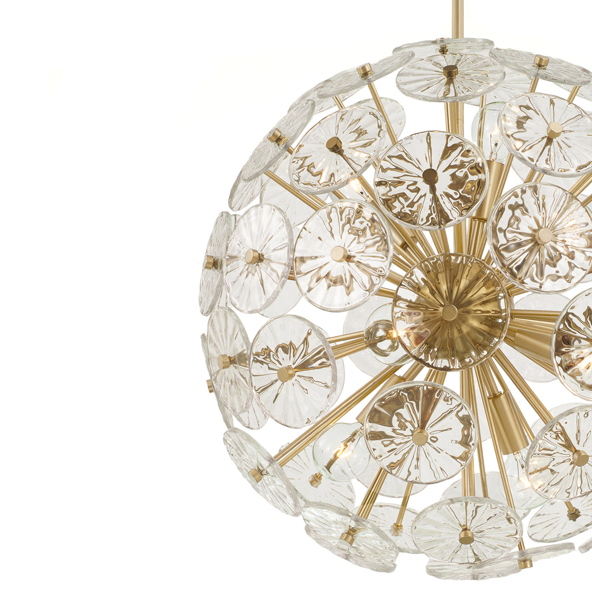 Blossom Medium Pendant 18", Matte Brass and Clear Glass