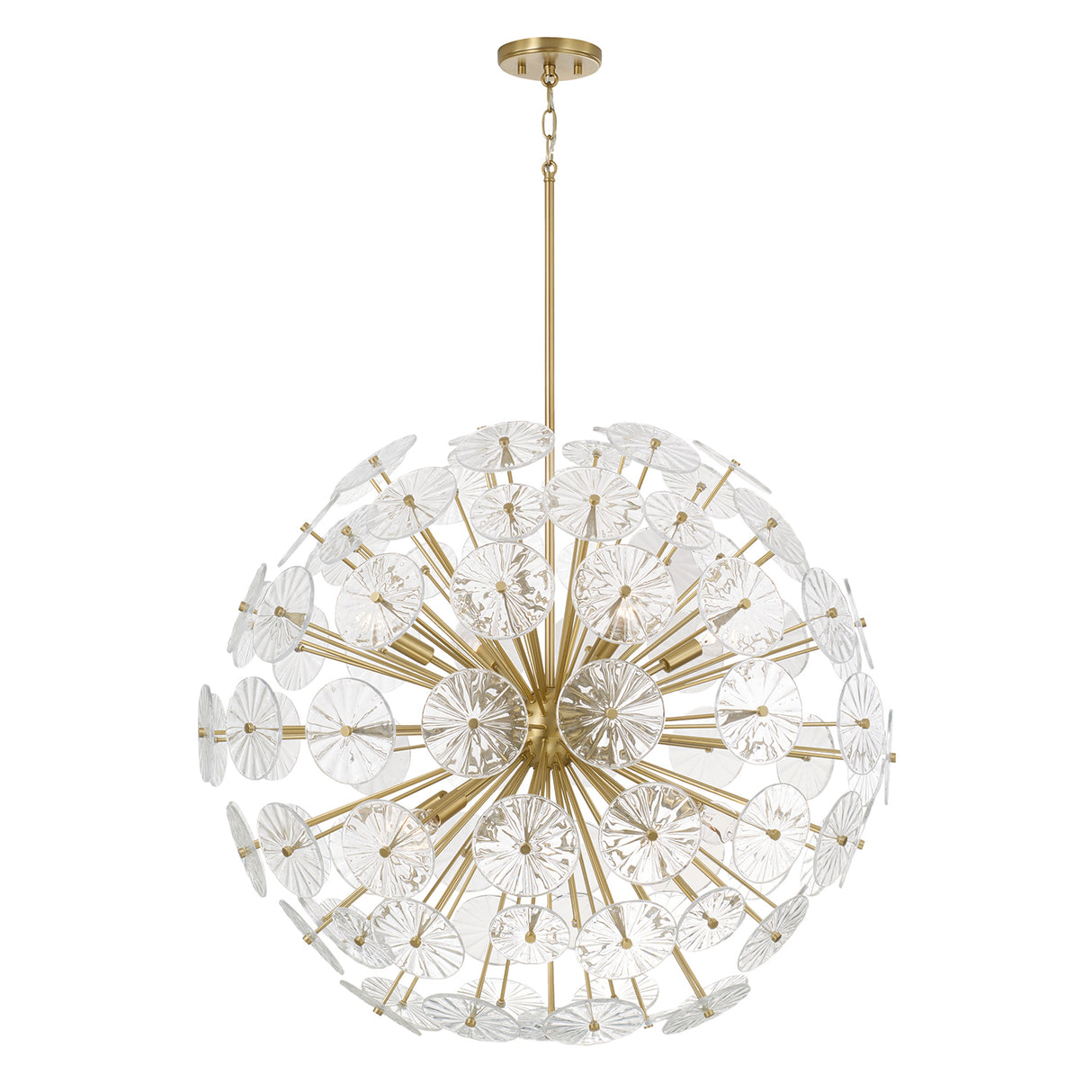 Blossom Extra Large Pendant 33", Matte Brass and Clear Glass