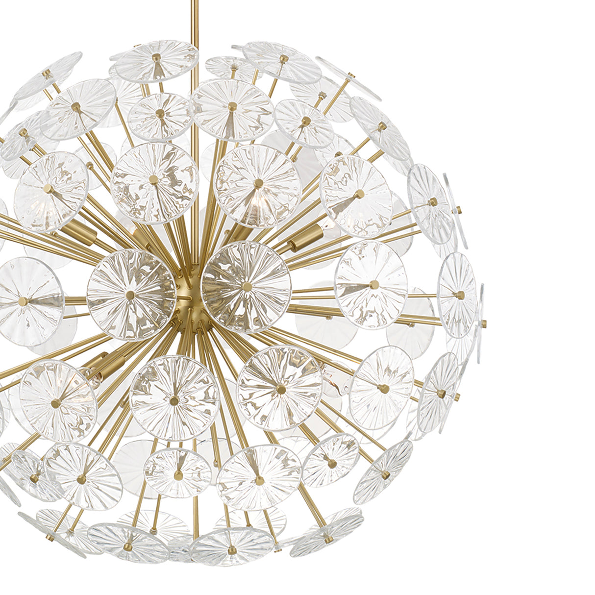 Blossom Extra Large Pendant 33", Matte Brass and Clear Glass