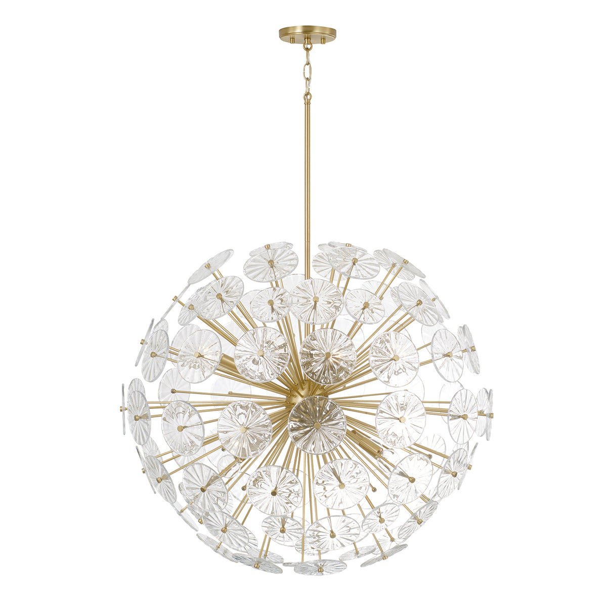 Blossom Extra Large Pendant 33", Matte Brass and Clear Glass