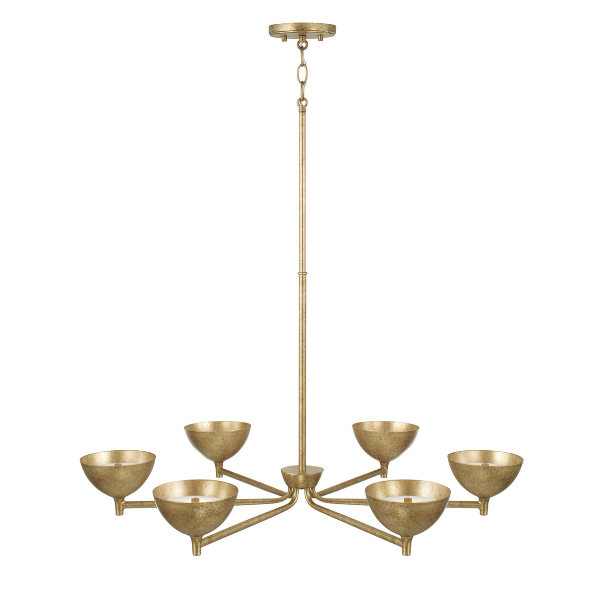 Blaise 6 Light LED Chandelier 34", Feathered Brass