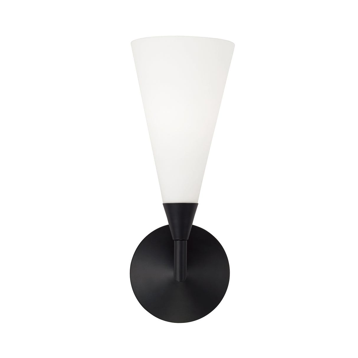 Avani Wall Sconce 14", Matte Black and Opal Glass