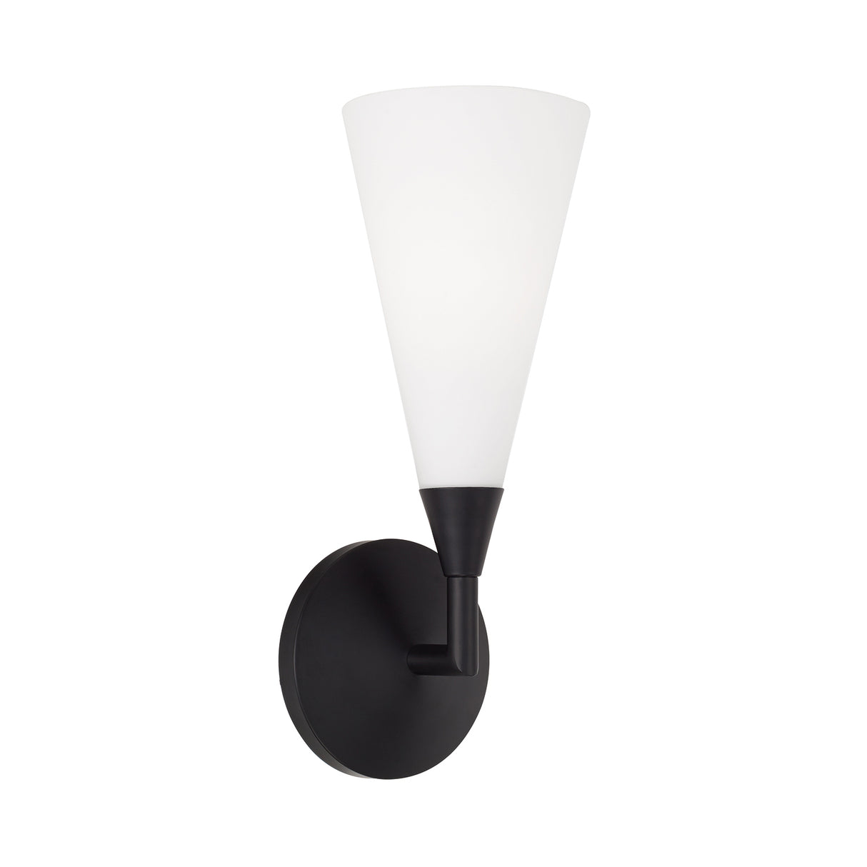 Avani Wall Sconce 14", Matte Black and Opal Glass