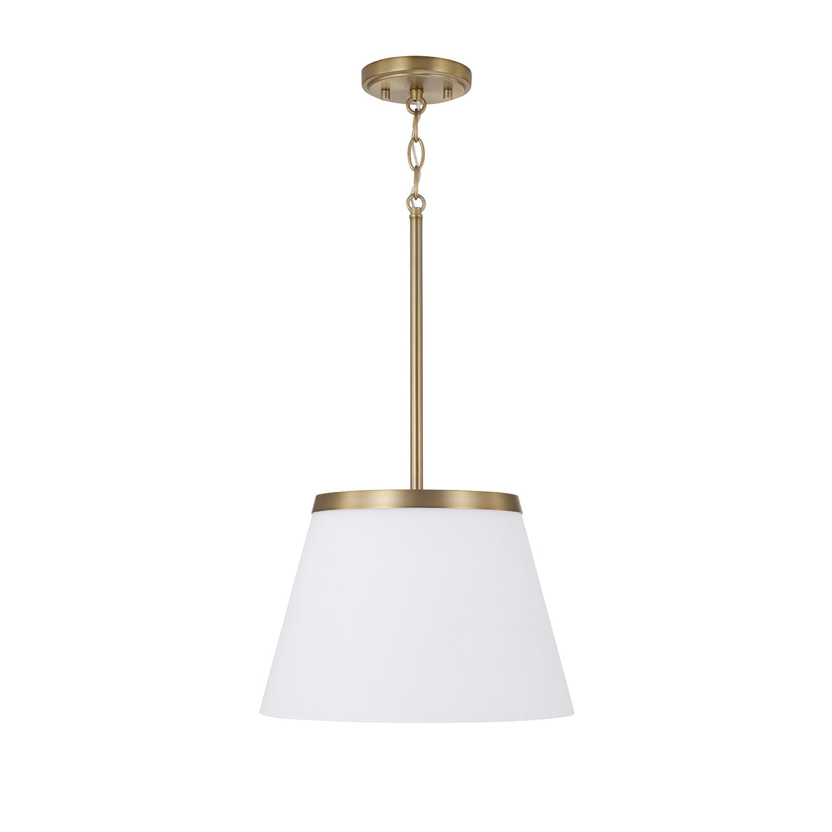 Camron Pendant 13", Aged Brass and Opal Glass