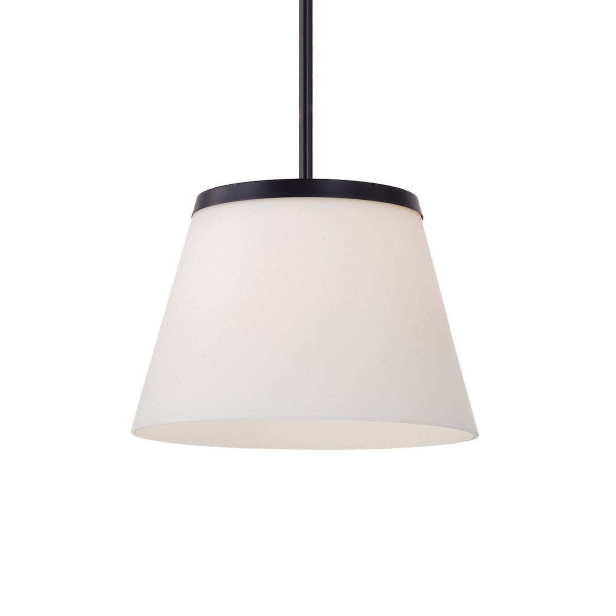 Camron Pendant 13", Matte Black and Opal Glass