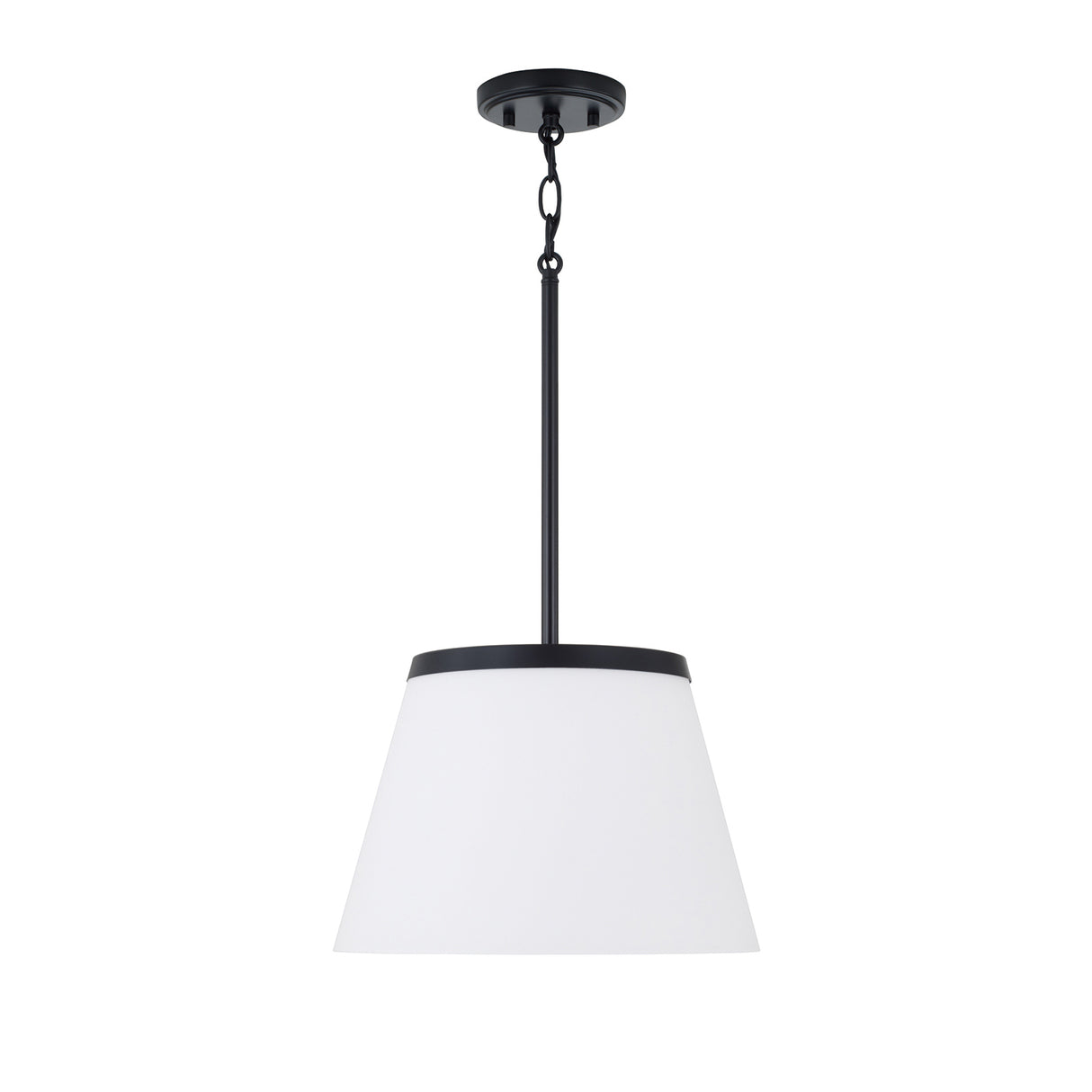 Camron Pendant 13", Matte Black and Opal Glass