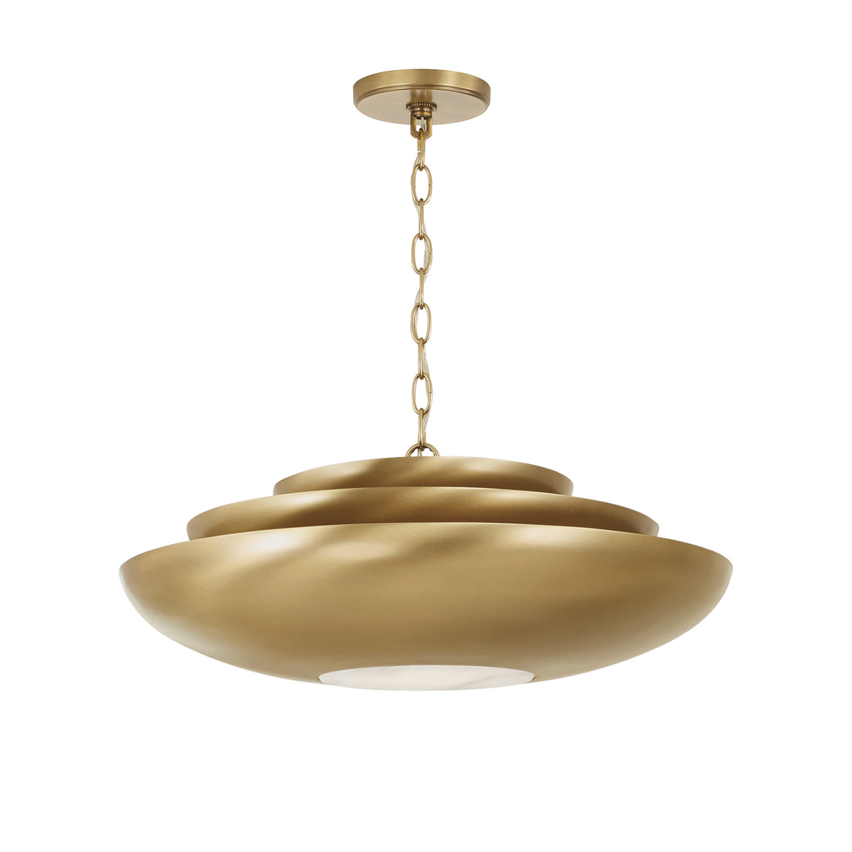 Calix Large Pendant 22", Aged Brass and Alabaster