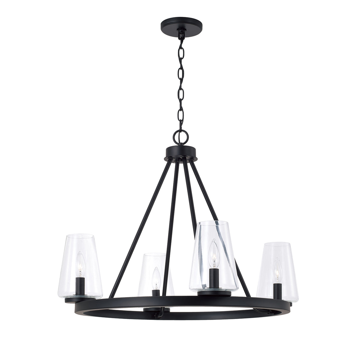Darlene 4 Light Chandelier 28", Matte Black