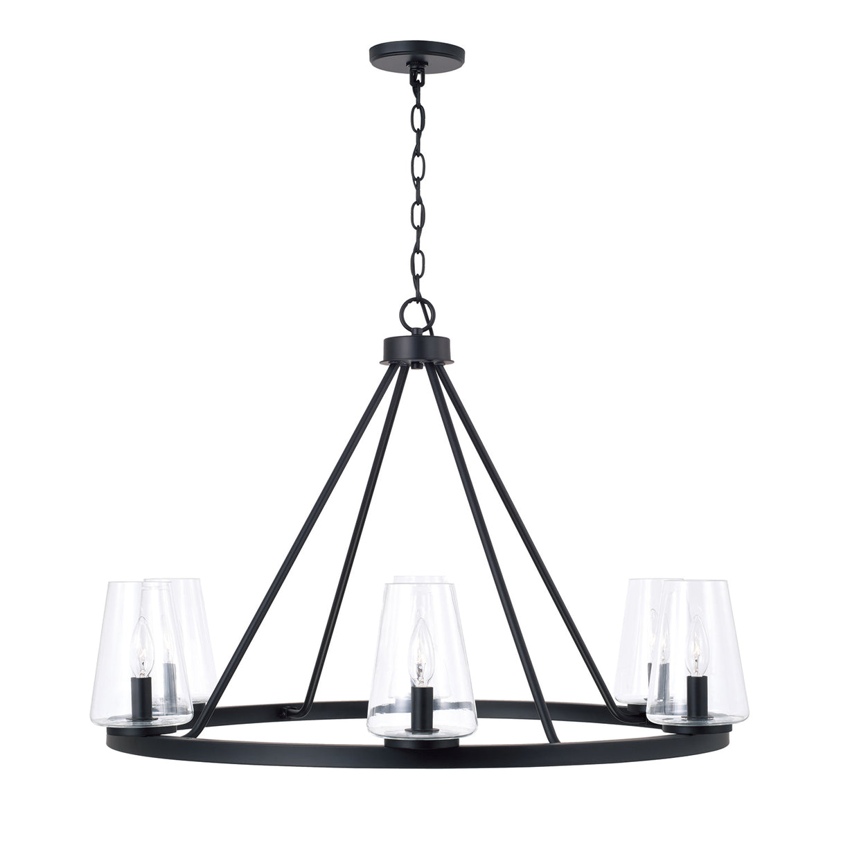 Darlene 6 Light Chandelier 36", Matte Black