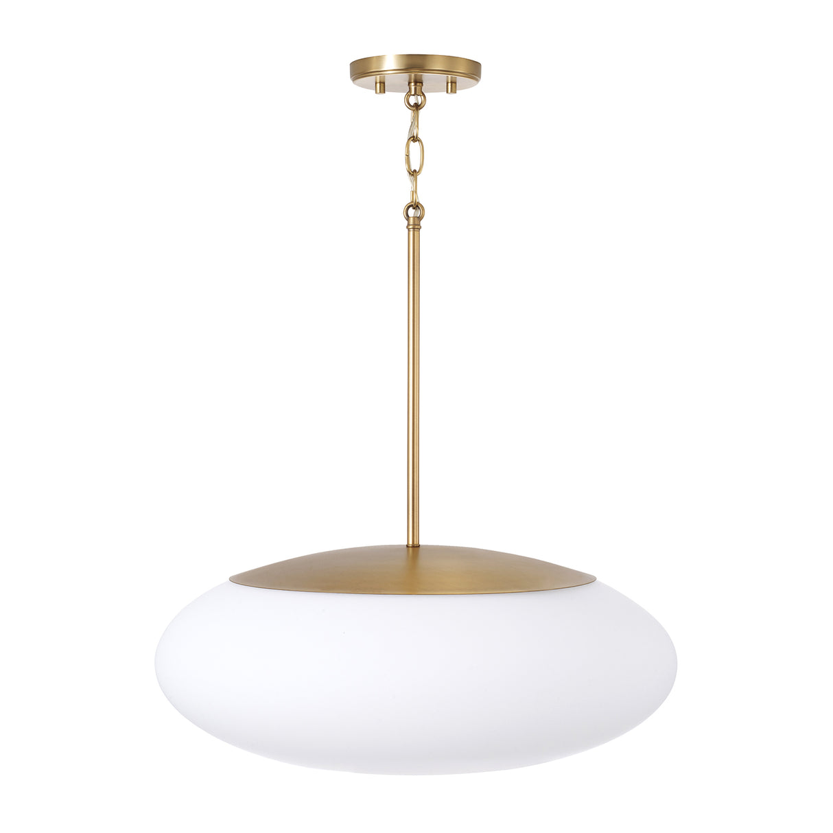 Evora Pendant 20", Aged Brass and Opal Glass