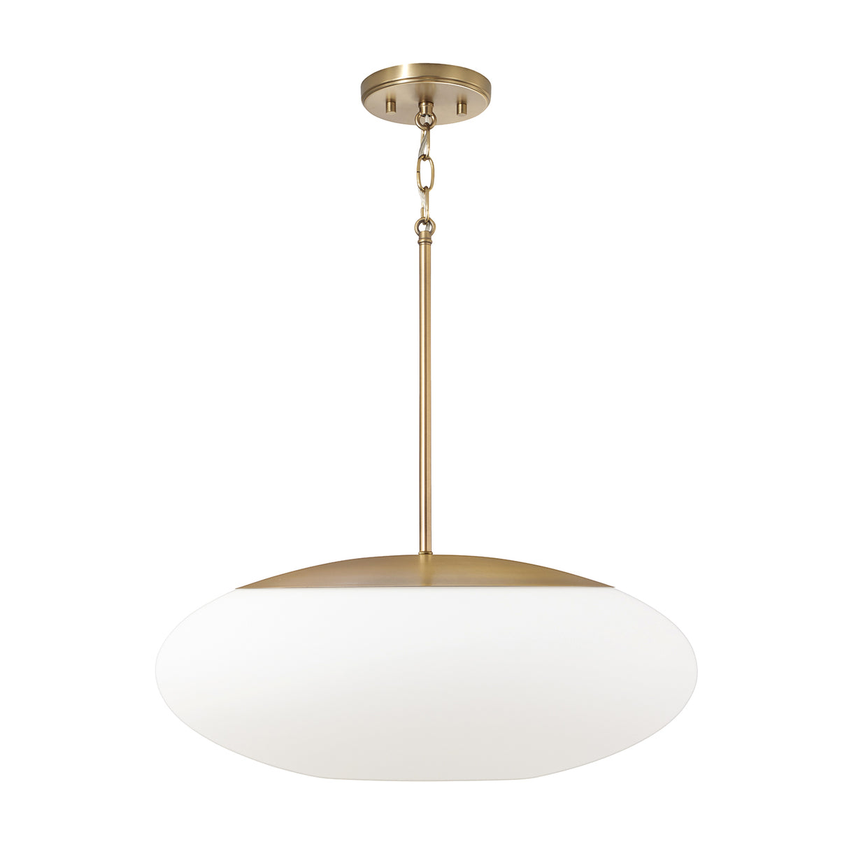 Evora Pendant 20", Aged Brass and Opal Glass