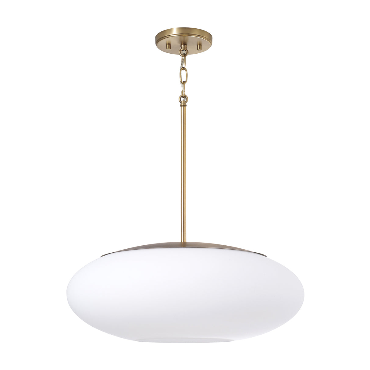 Evora Pendant 20", Aged Brass and Opal Glass