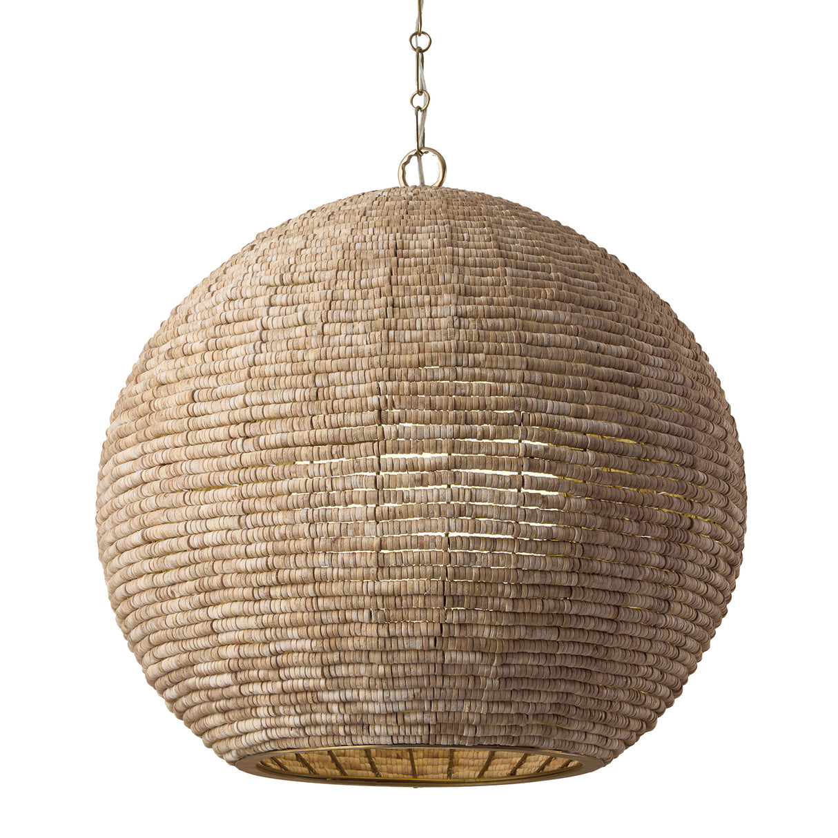 Esmara Pendant 24", Natural Wooden Beads and Matte Brass