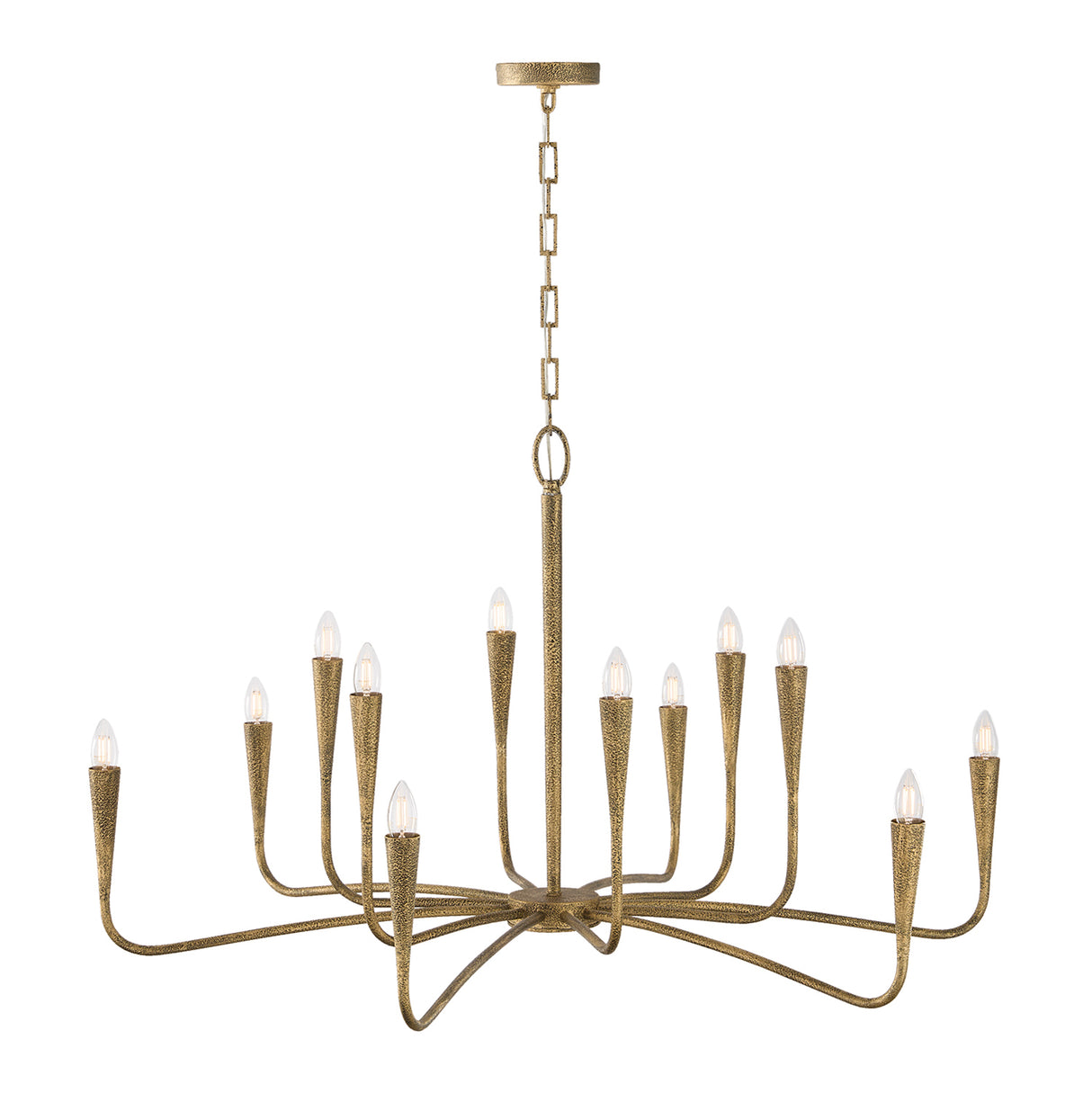 Myra 12 Light Chandelier 46", Artisan Brass