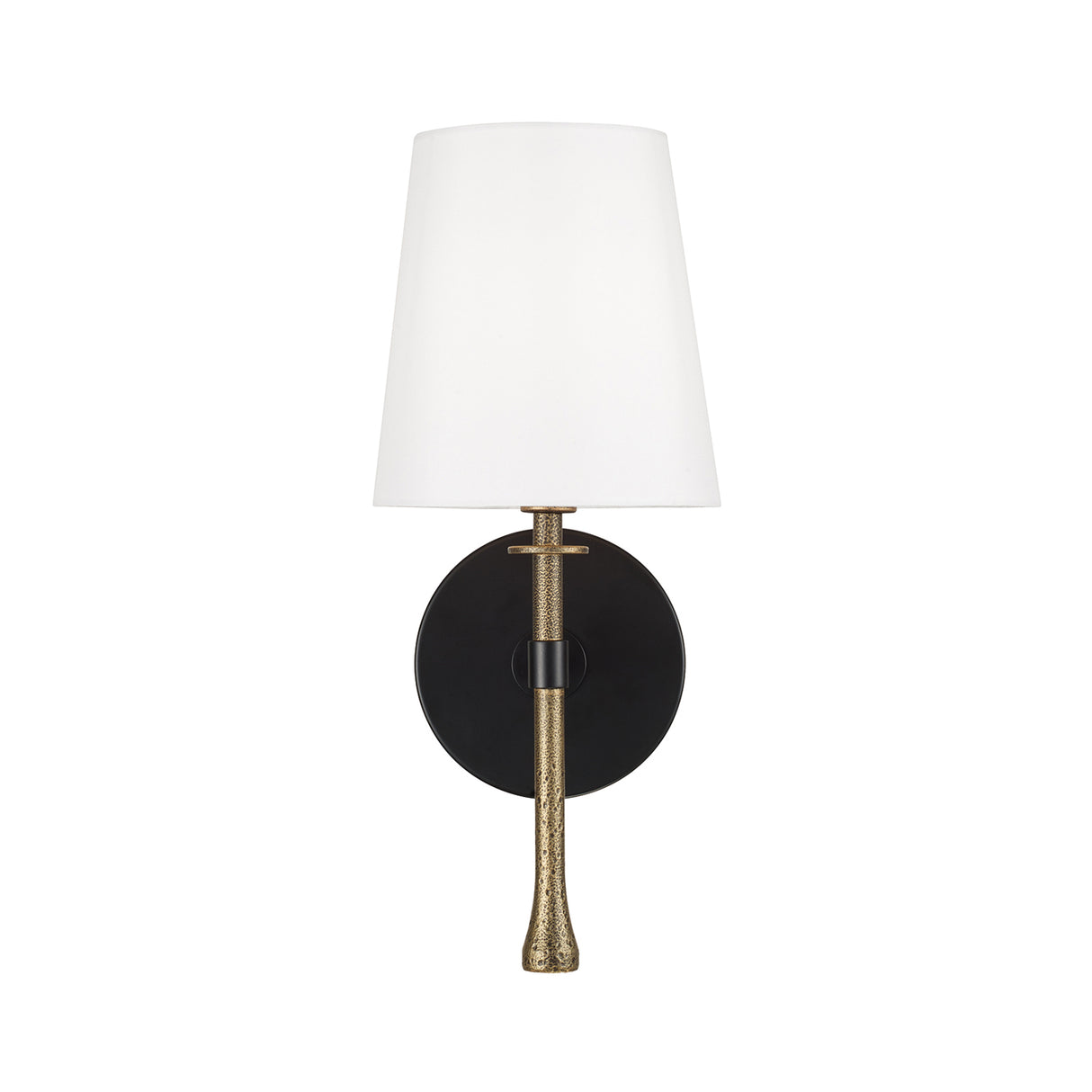 Gerald Wall Sconce 14", Matte Black and Hammered Brass