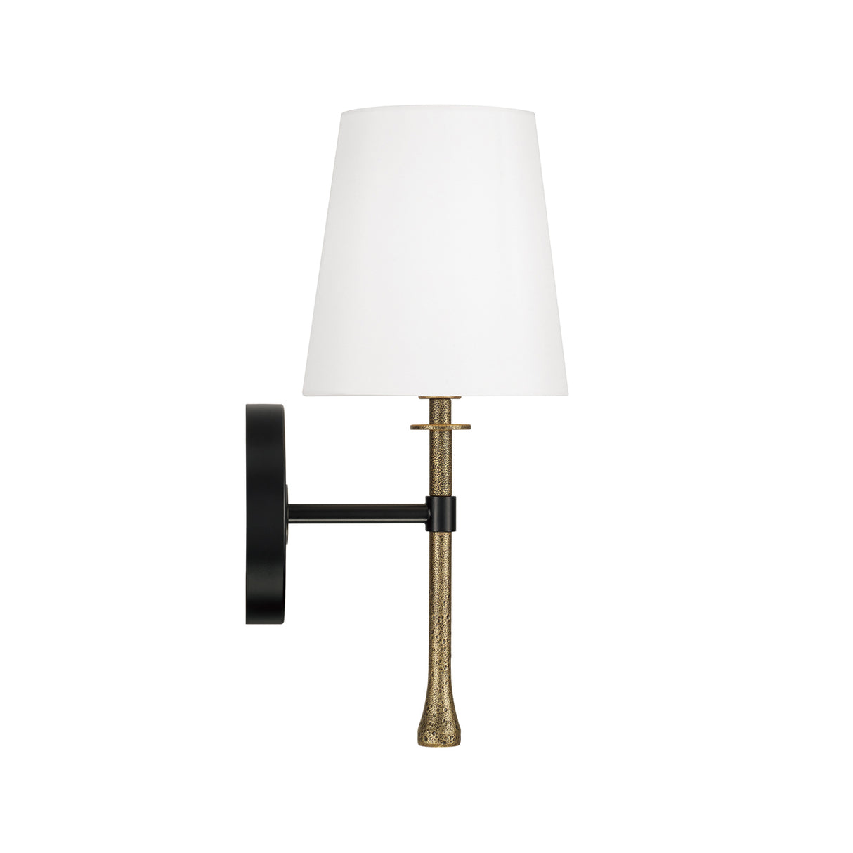 Gerald Wall Sconce 14", Matte Black and Hammered Brass
