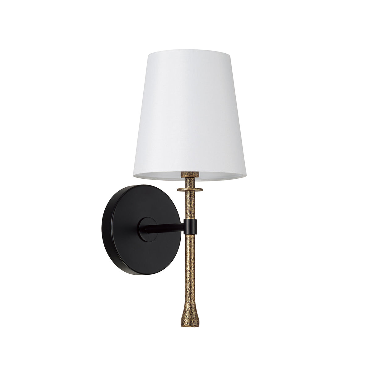 Gerald Wall Sconce 14", Matte Black and Hammered Brass
