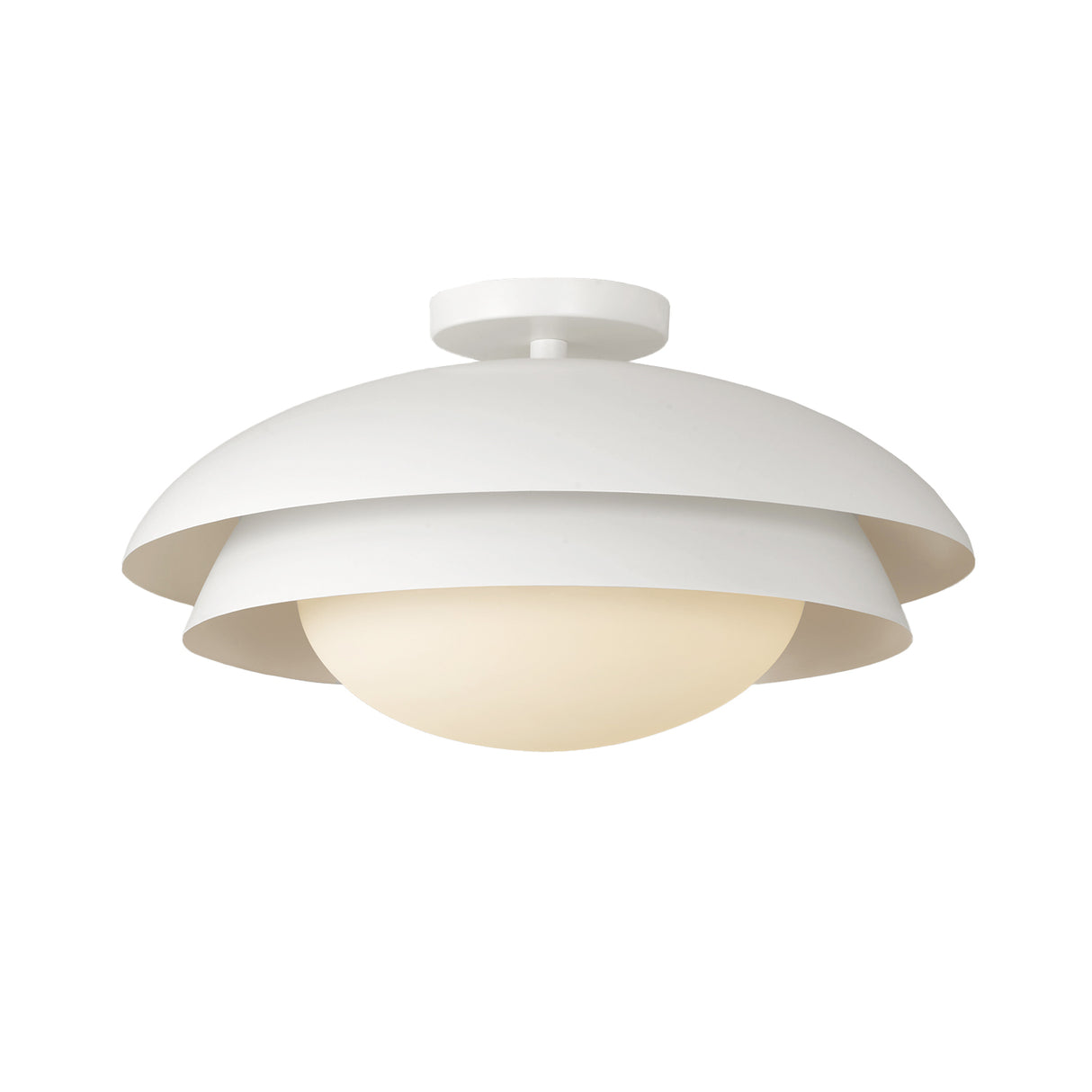 Ruperto Semi-Flush 18", Matte White and Opal Glass