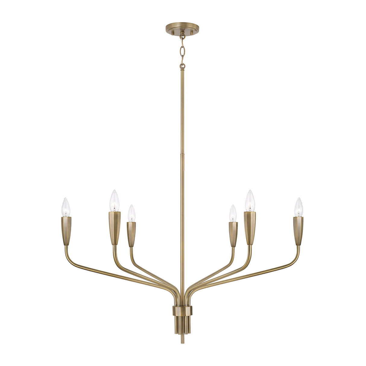 Rinaldo 6 Light Chandelier 35", Brushed Antique Brass