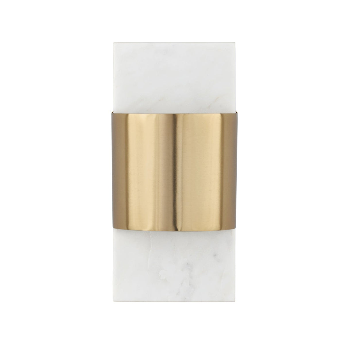 Solace LED Wall Sconce 13", White Marble and Matte Brass