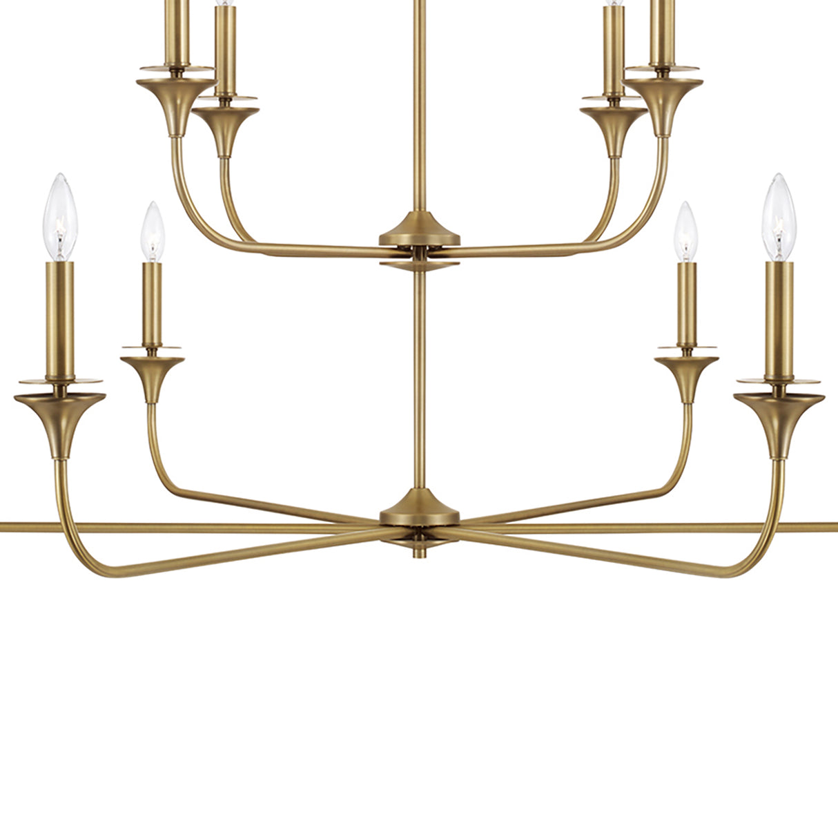 Harper Two-Tier Light Chandelier 56", Aged Brass