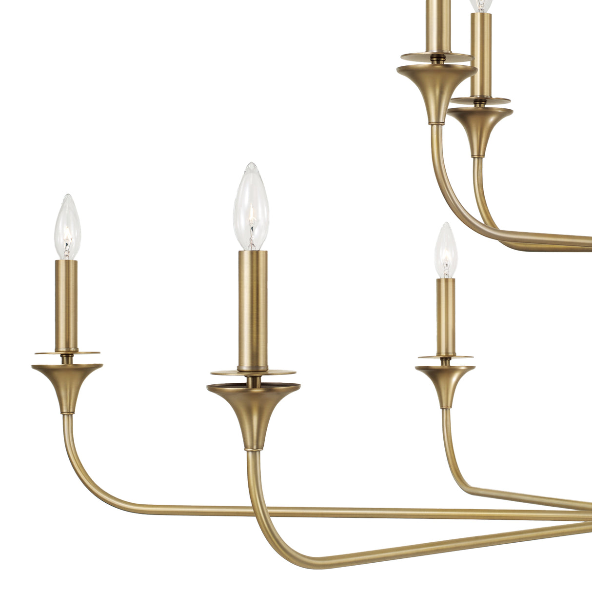 Harper Two-Tier Light Chandelier 56", Aged Brass