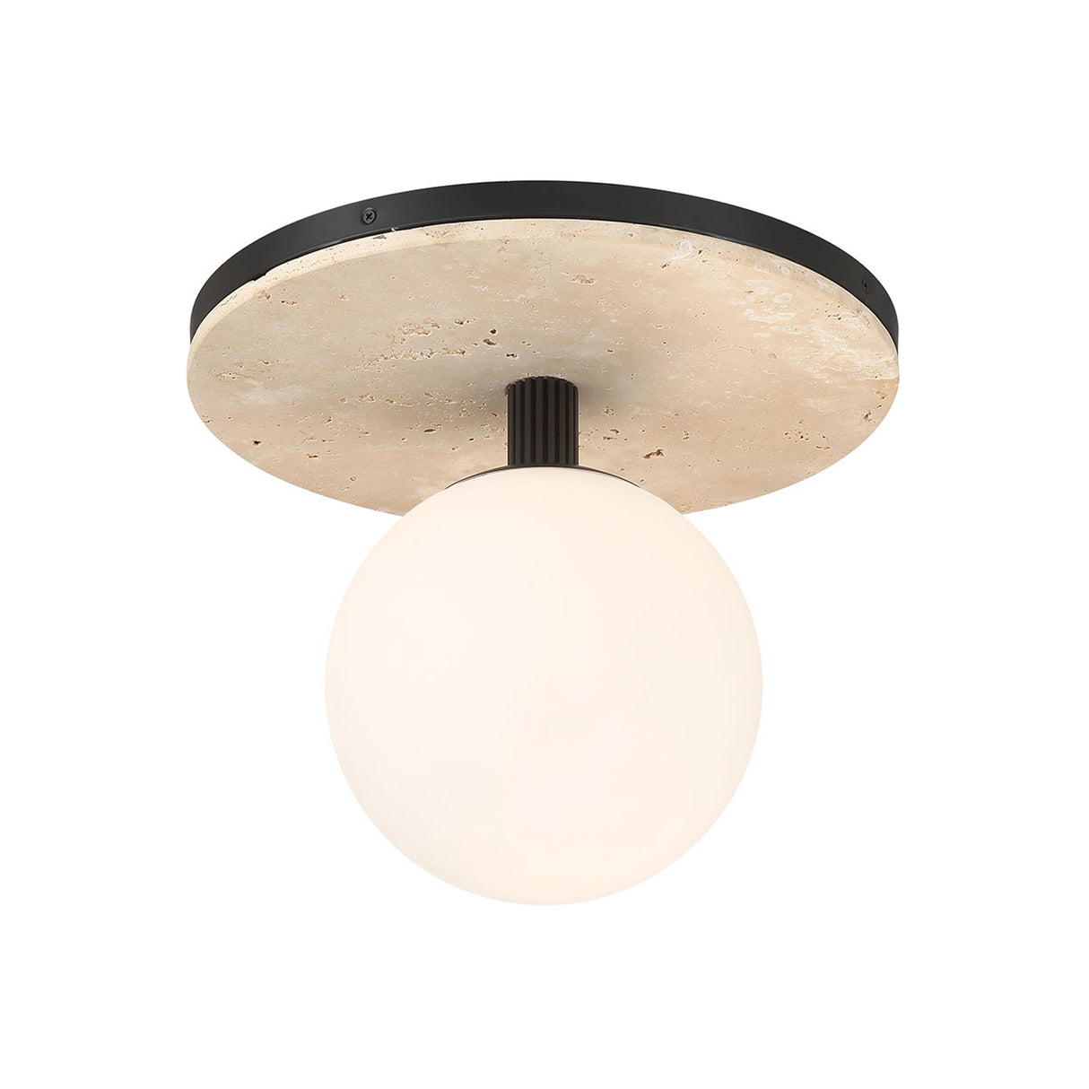 Araceli Large LED Semi-Flush 15", Matte Black and Travertine