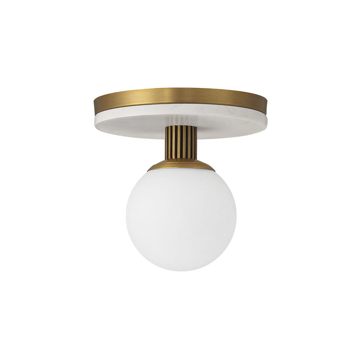 Araceli Small LED Semi-Flush 8", Antique Brass and White Marble