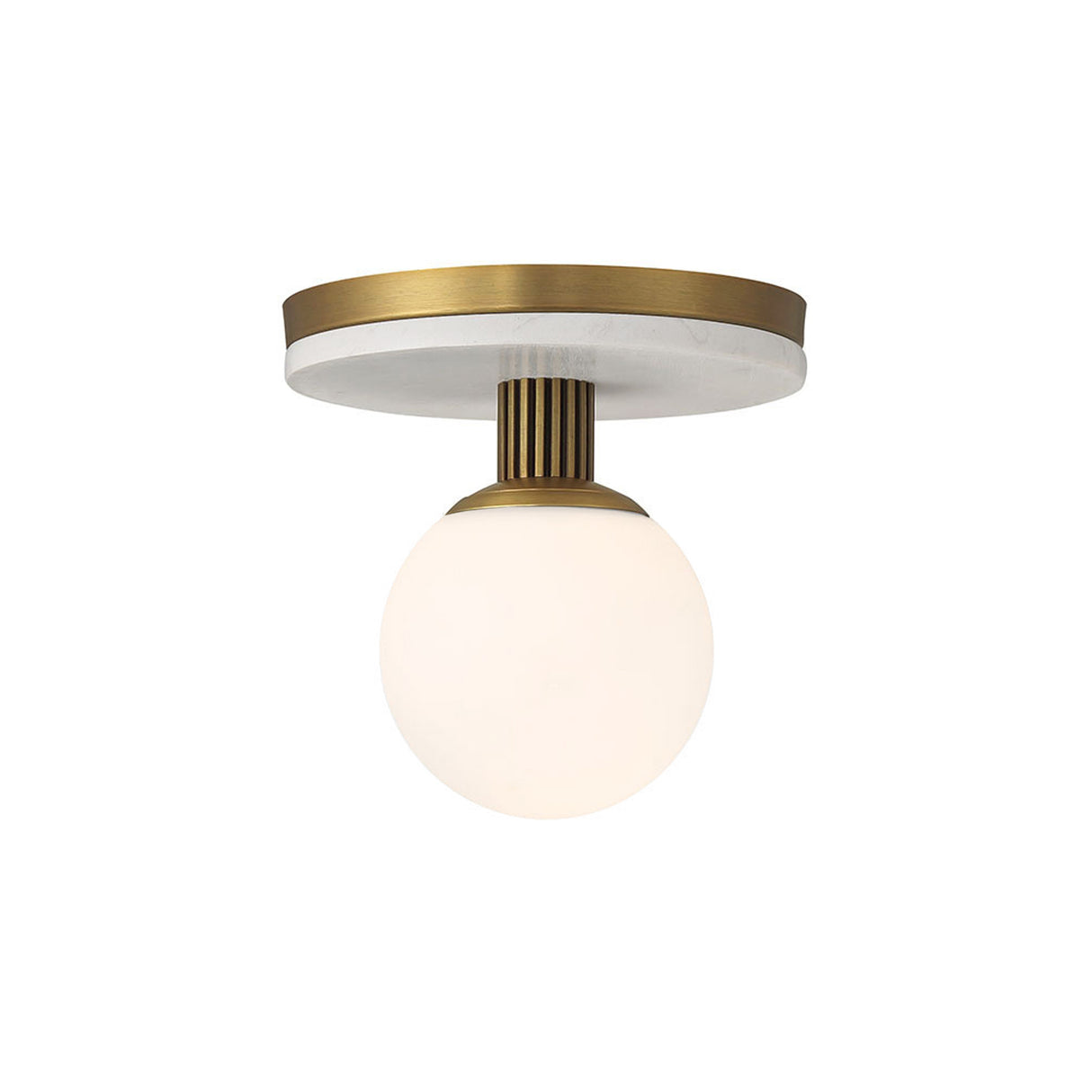 Araceli Small LED Semi-Flush 8", Antique Brass and White Marble