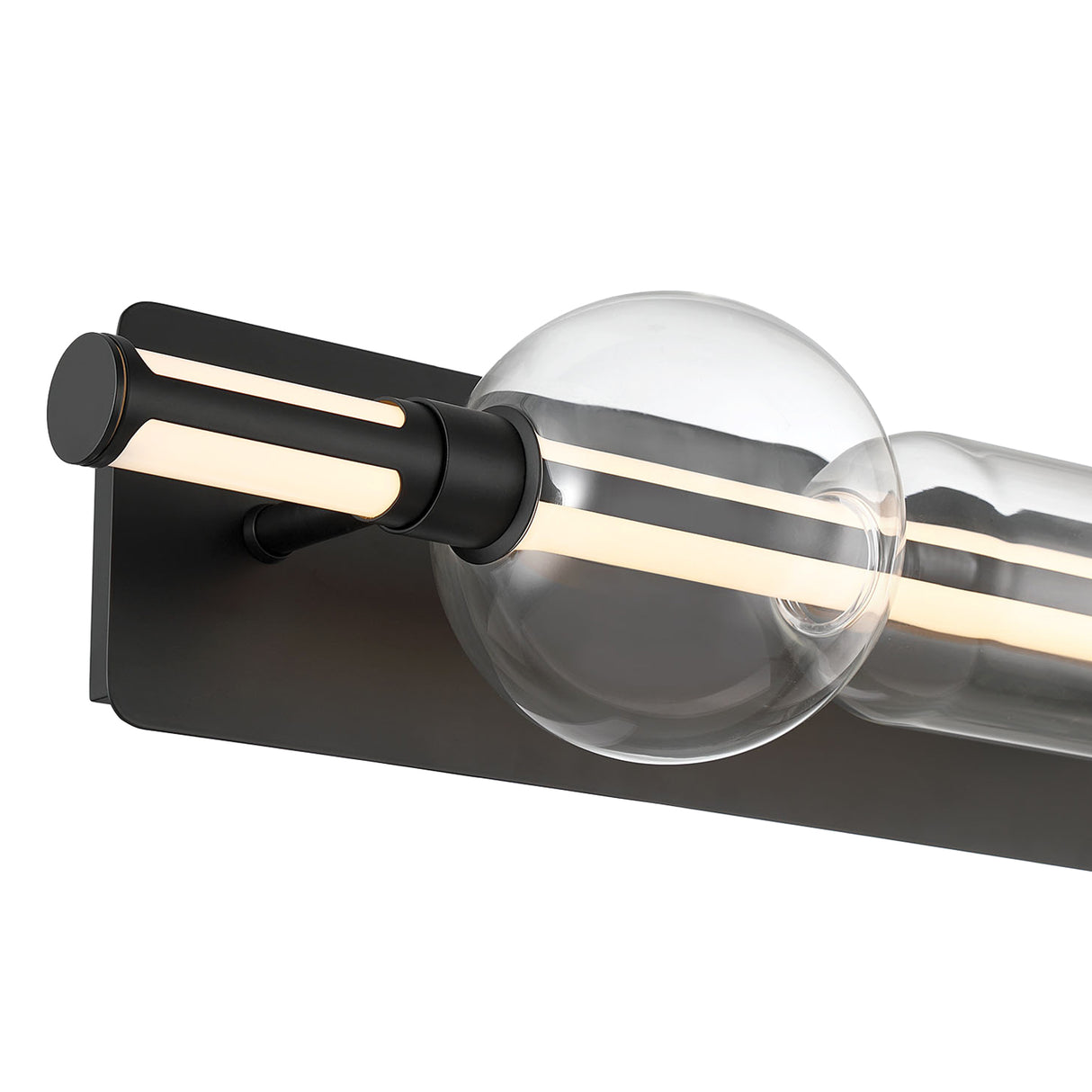 Latimer LED Vanity Light 26", Matte Black and Clear Glass