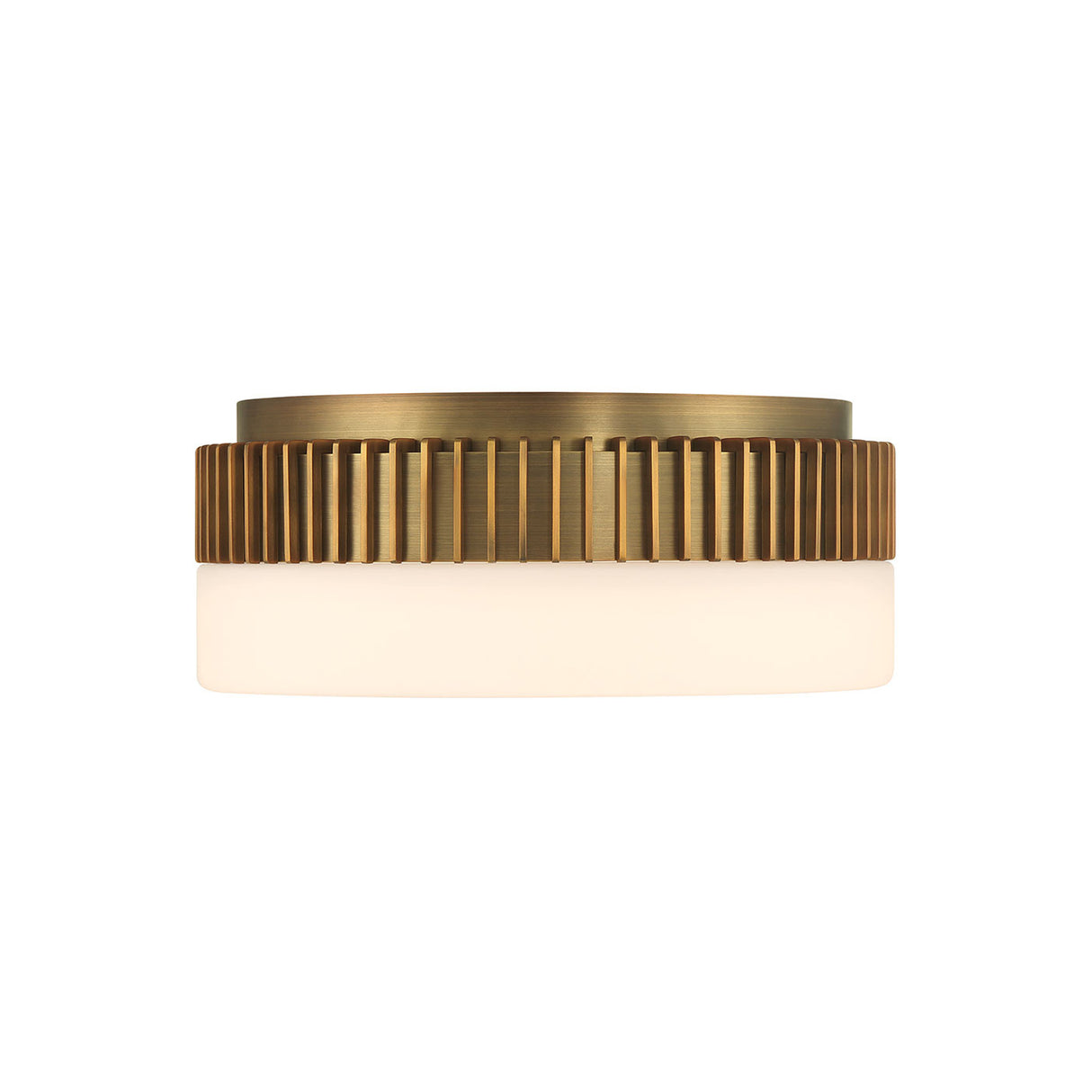 Jamel Medium LED Flush Mount 12", Antique Brass and Opal Glass