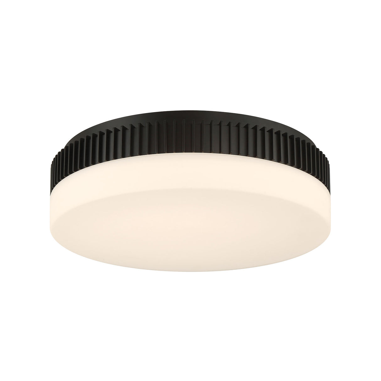 Jamel Large LED Flush Mount 18", Matte Black and Opal Glass