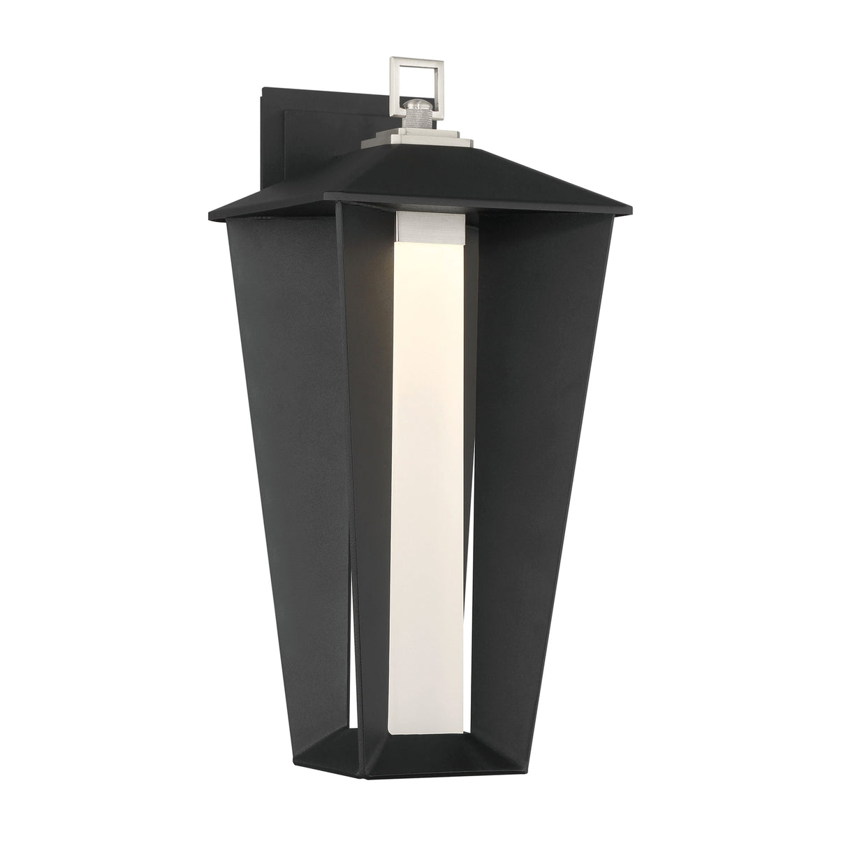 Reynard LED Outdoor Wall Light, Large, 19", Black with Satin Nickel