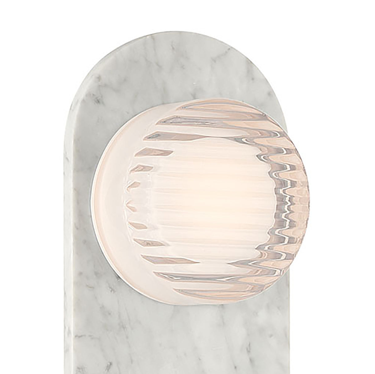 Belin Indoor/Outdoor LED Wall Sconce 15", White Marble and Clear Ribbed Glass