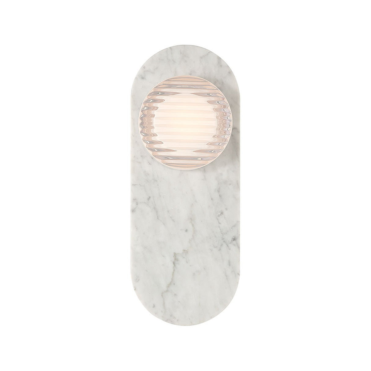 Belin Indoor/Outdoor LED Wall Sconce 15", White Marble and Clear Ribbed Glass