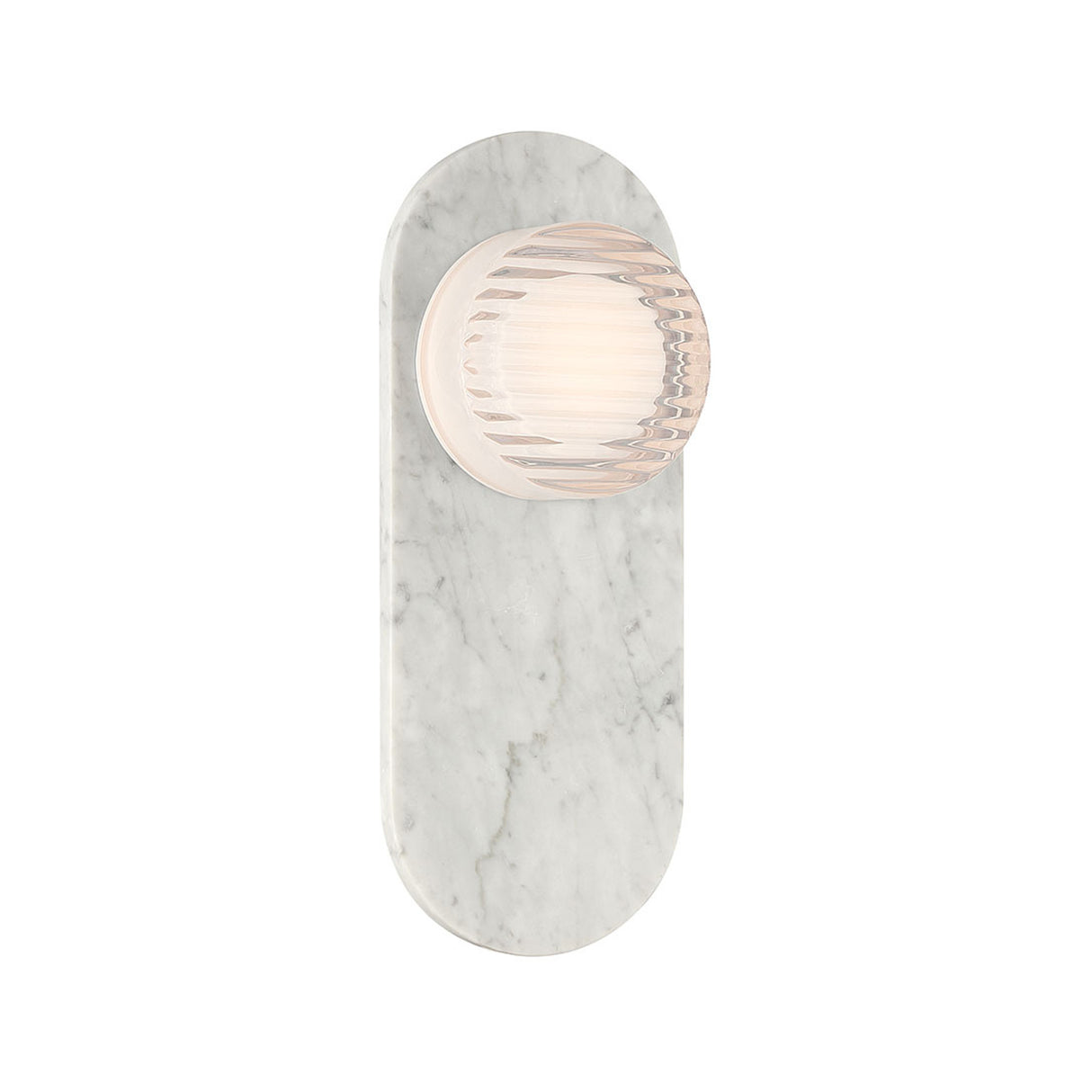 Belin Indoor/Outdoor LED Wall Sconce 15", White Marble and Clear Ribbed Glass
