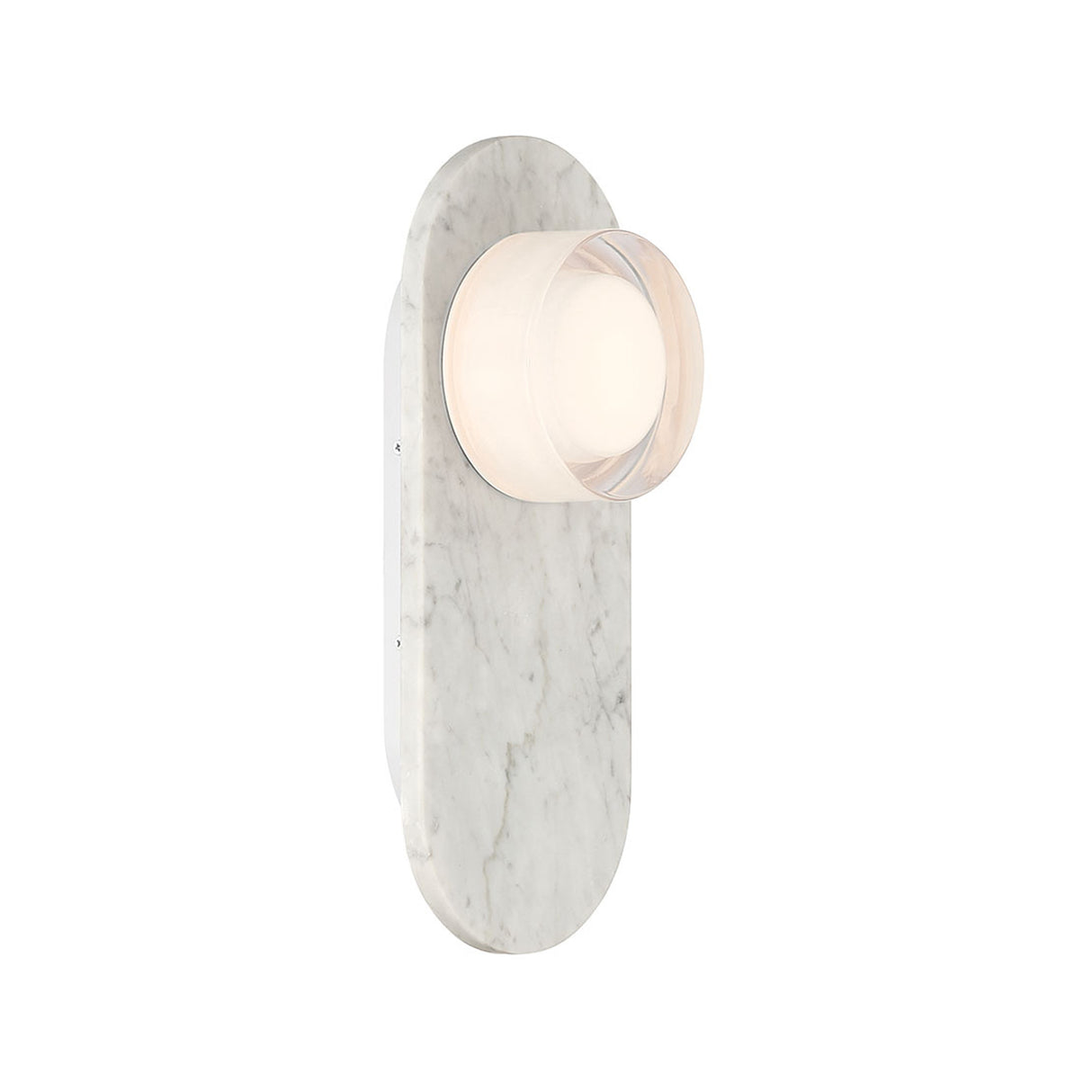 Belin Indoor/Outdoor LED Wall Sconce 15", White Marble and Clear Smooth Glass