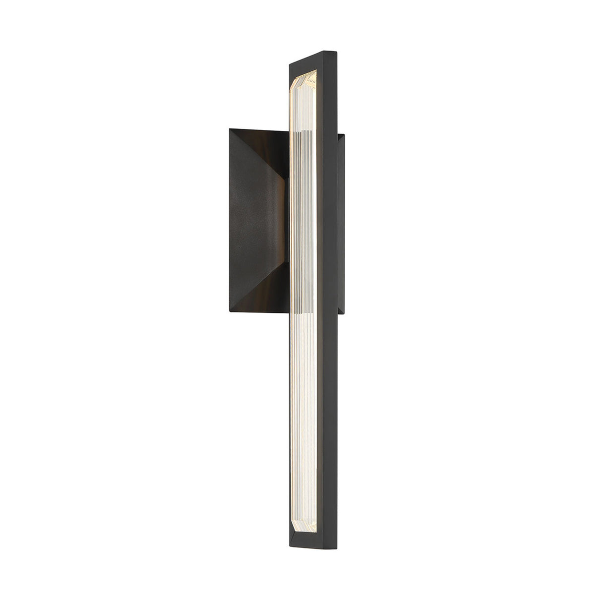 Enzina LED Outdoor Wall Light, Medium 18", Matte Black and Ribbed Crystal
